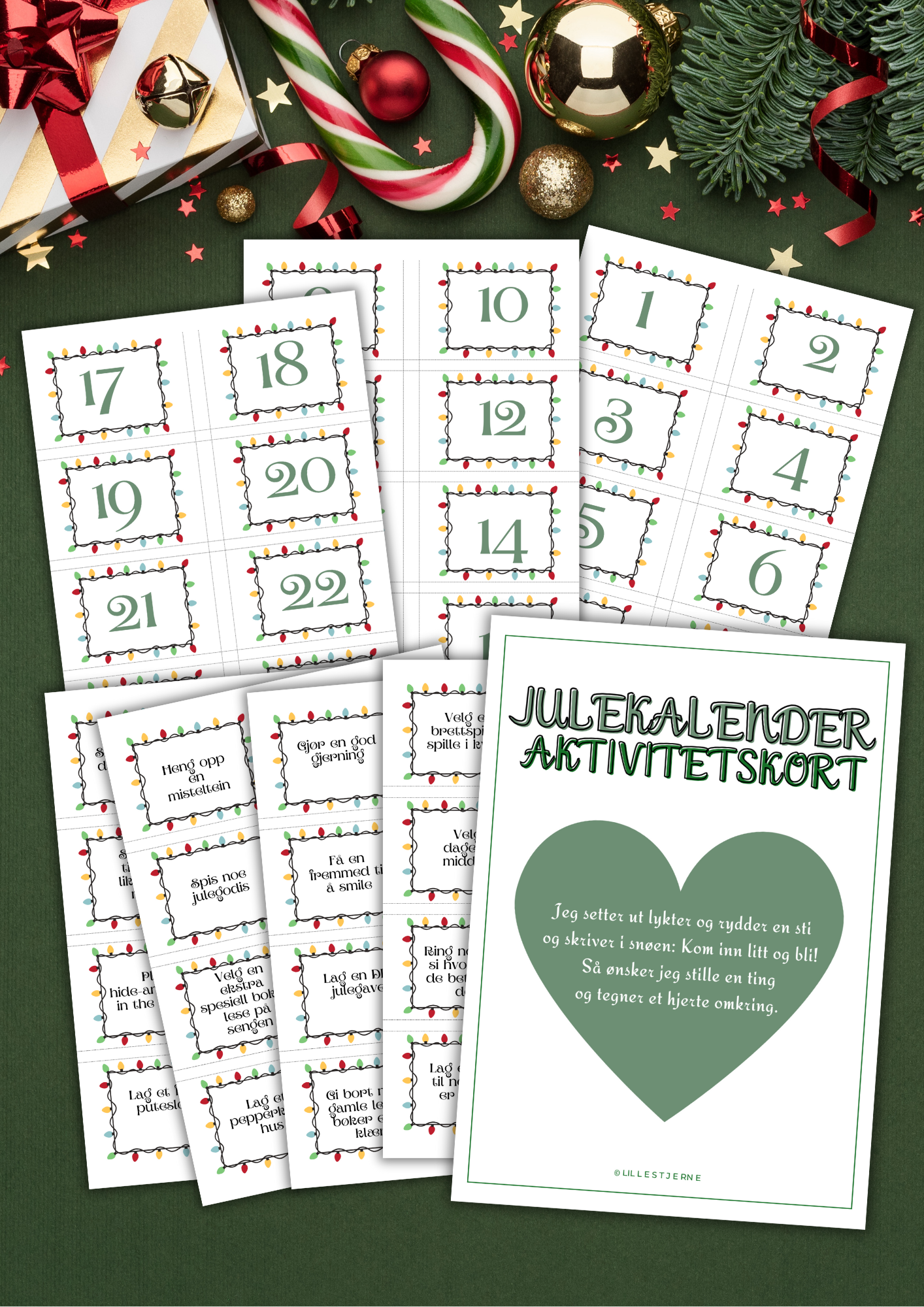 Julekalender Aktivitetskalender | For barn fra 4 år 24 juleoppgaver | PDF utskrift