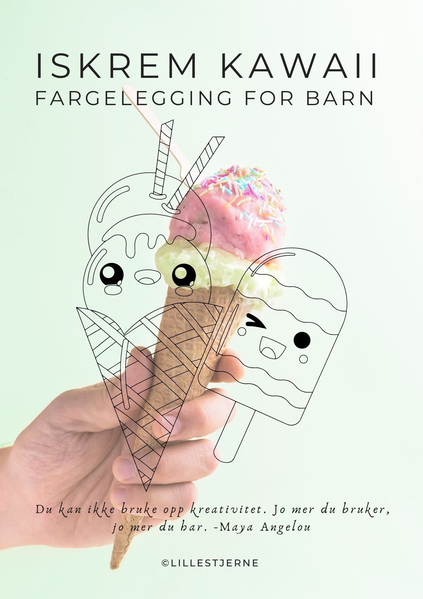 Iskrem mai og kawaii fargelegging | 30 tegneark + 17-MAI BONUS! | PDF og PNG