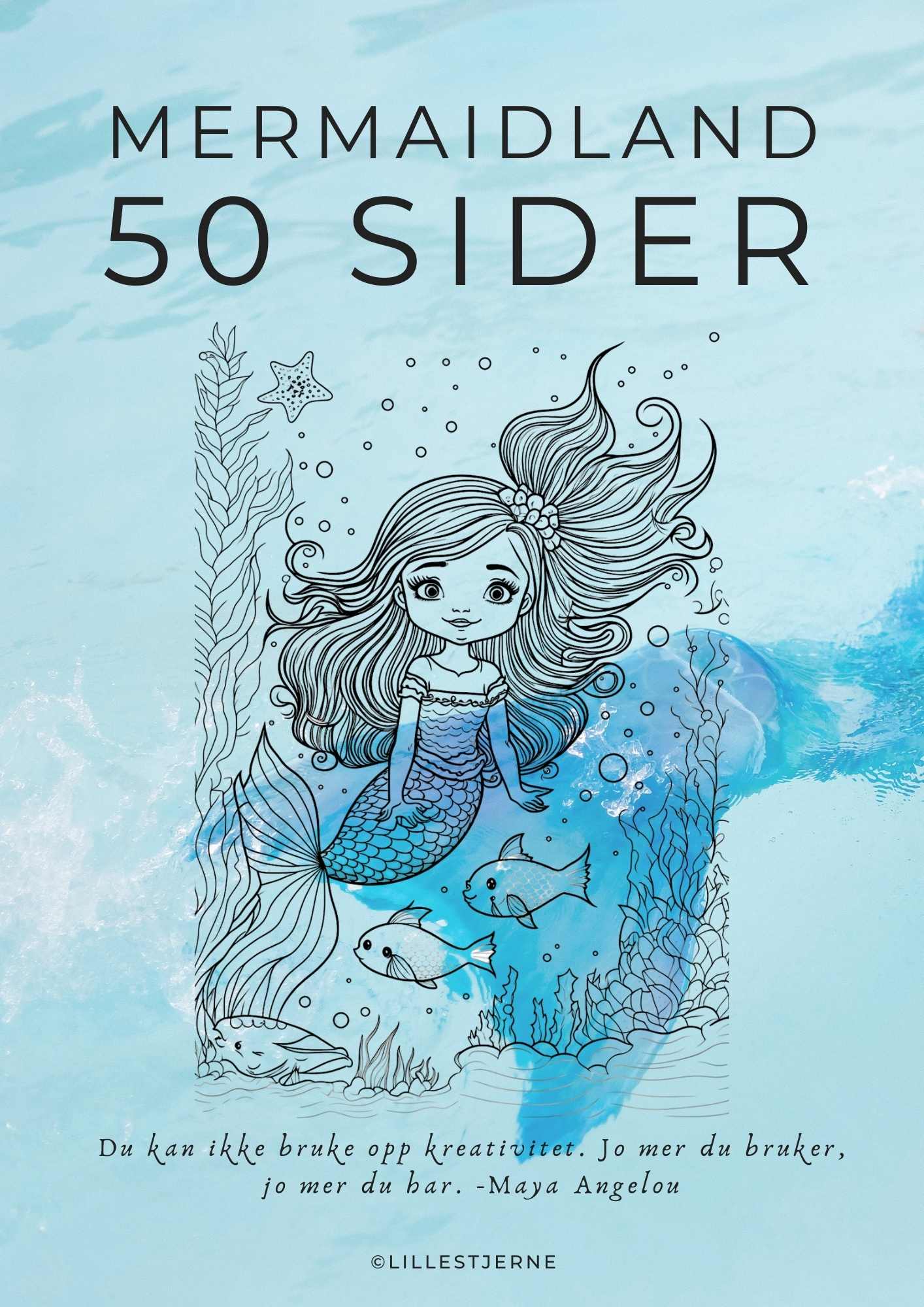 Havfrue fargelegging MERMAIDLAND | 50 fargeleggingsark | PDF og PNG