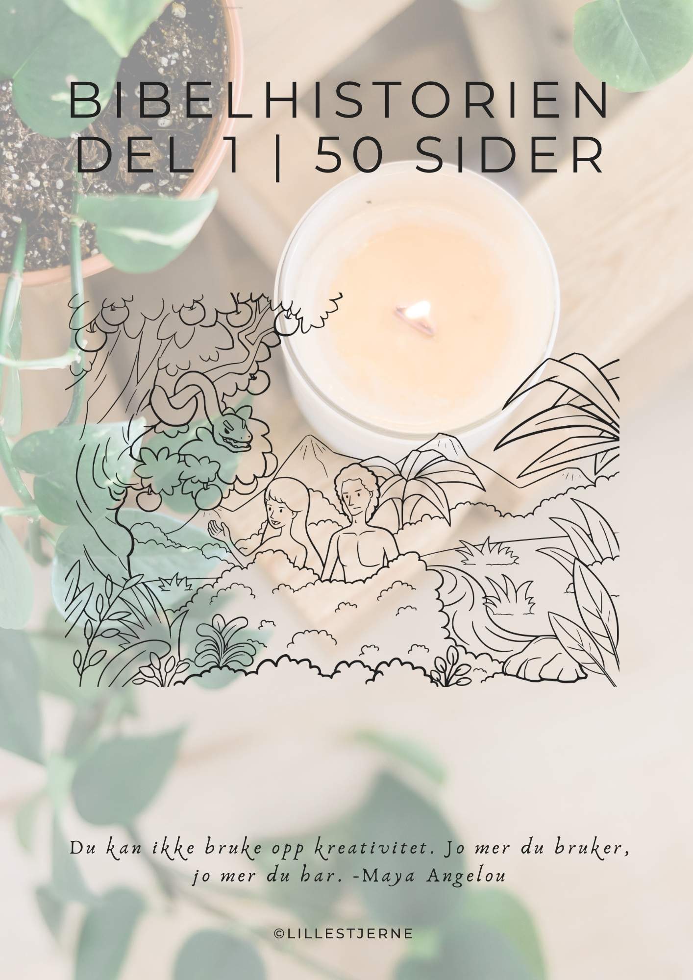 Bibelhistorien Del 1 fargeleggingsbok | 50 fargeleggingsark | PDF og PNG