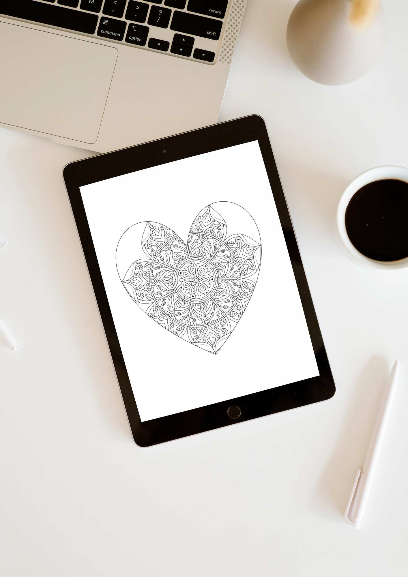 Valentine Mandala 40 sider | Fargebok voksne | PDF utskrift og PNG