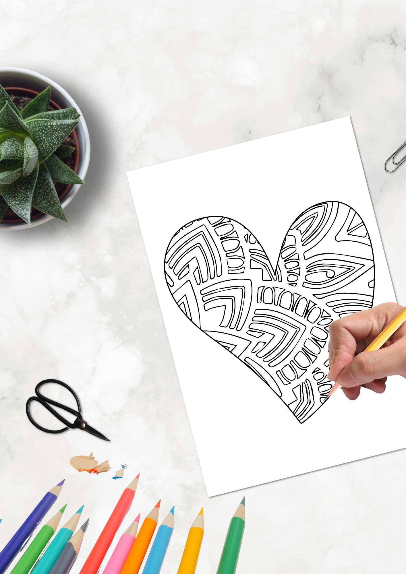 Valentine Mandala 40 sider | Fargebok voksne | PDF utskrift og PNG