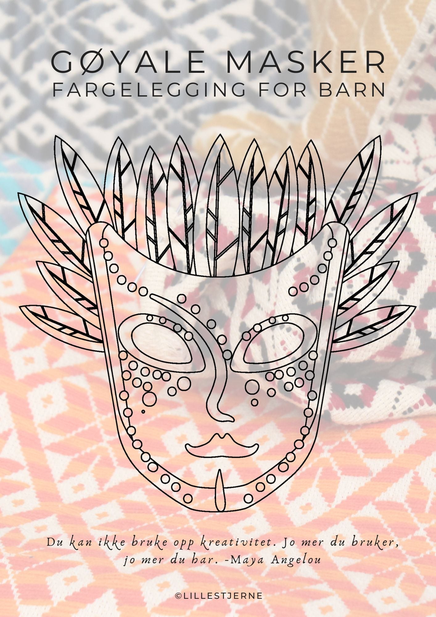 Gøyale masker fargeleggingsbok | 50 fargeleggingssider til å tegne på | PDF og PNG