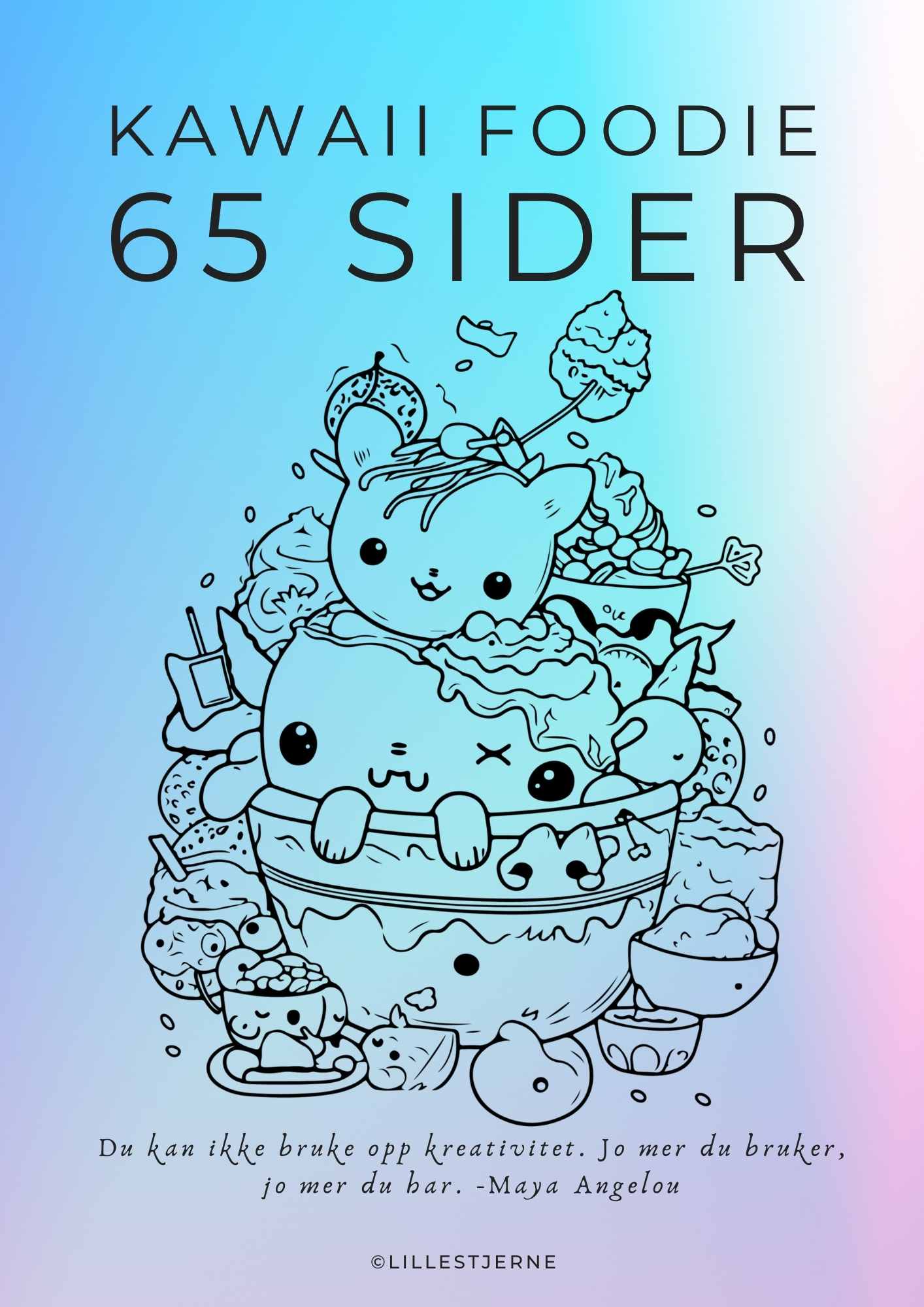 Kawaii foodie 65 fargeleggingssider | Skriv ut og fargelegg | PDF og PNG