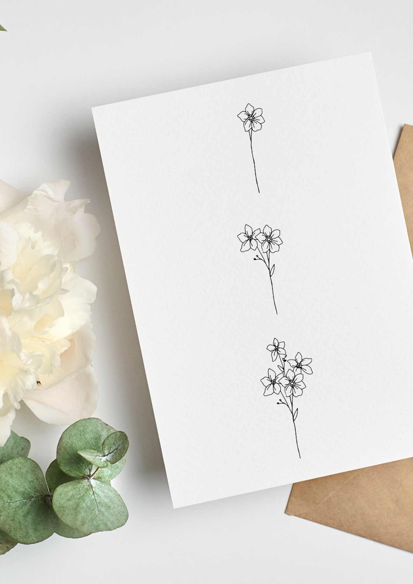 Lær å tegne BLOMSTER | 50 motiv | Enkle tegninger | PDF og PNG