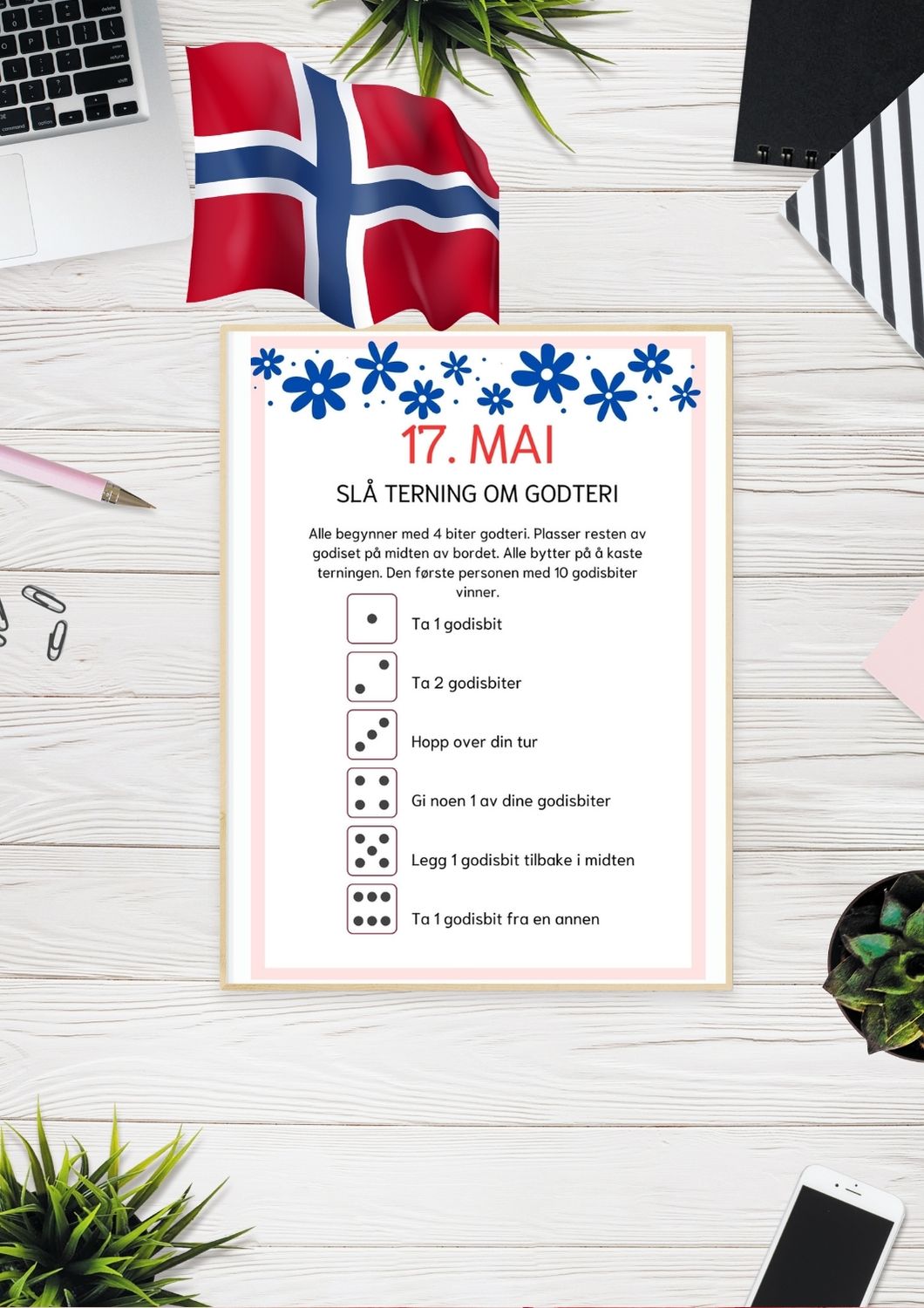 17 mai-leker for barn og voksen | Skriv ut | PDF og PNG