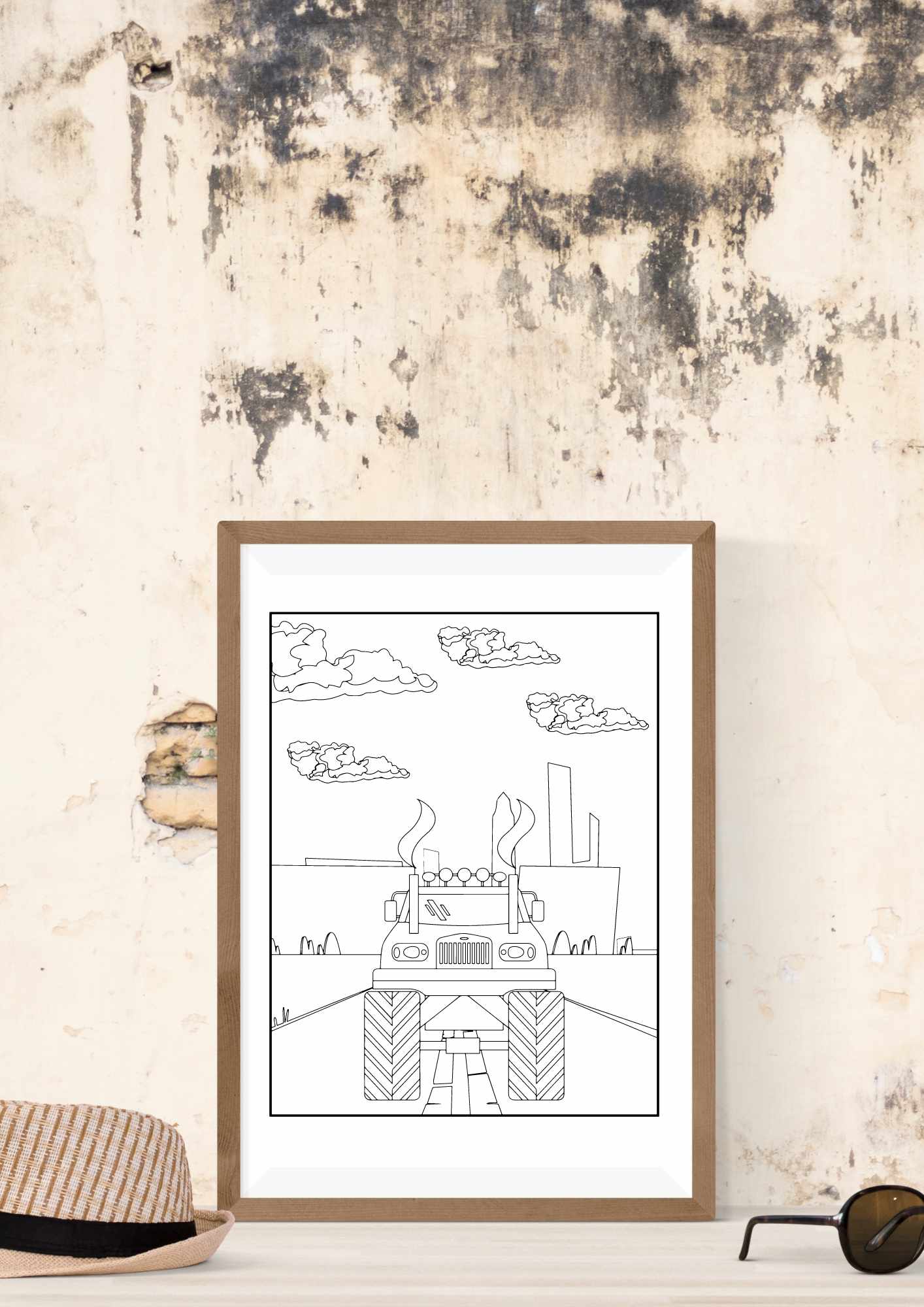 Monstertruck fargeleggingsbok | 40 fargeleggingsark | PDF og PNG