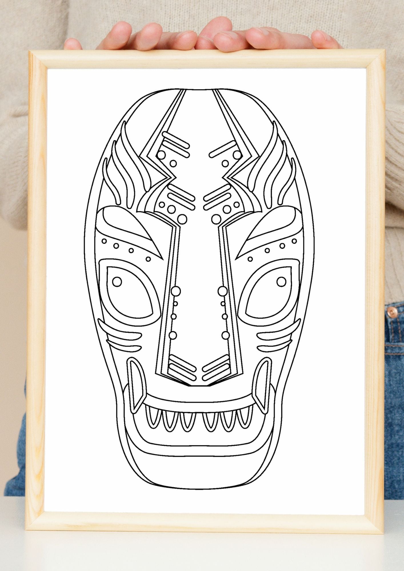 Gøyale masker fargeleggingsbok | 50 fargeleggingssider til å tegne på | PDF og PNG