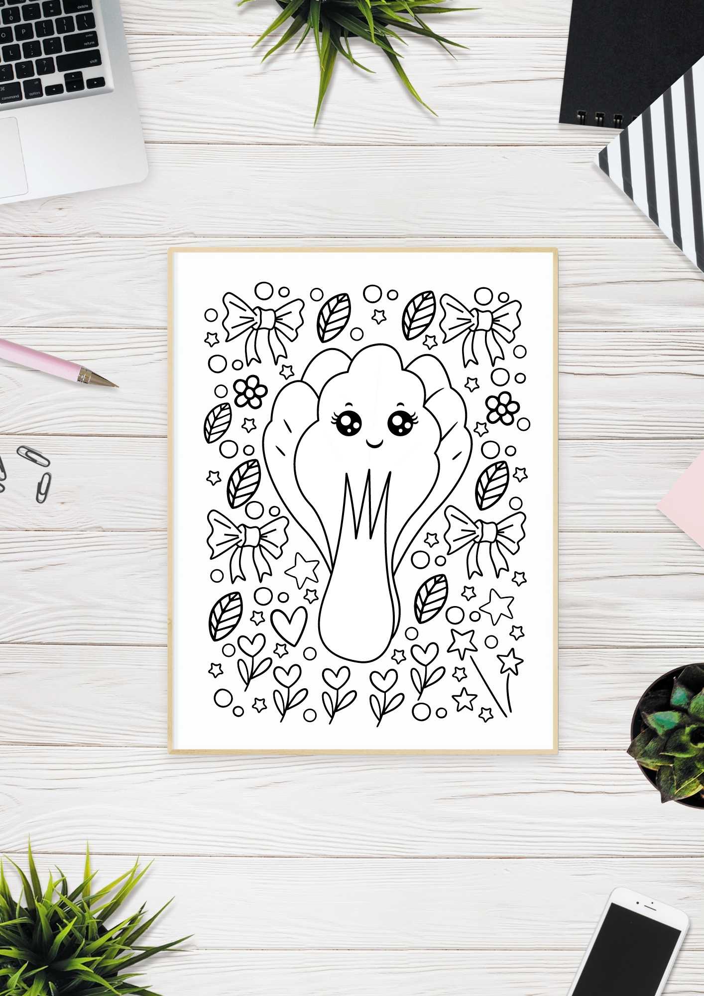 Kawaii foodie 65 fargeleggingssider | Skriv ut og fargelegg | PDF og PNG