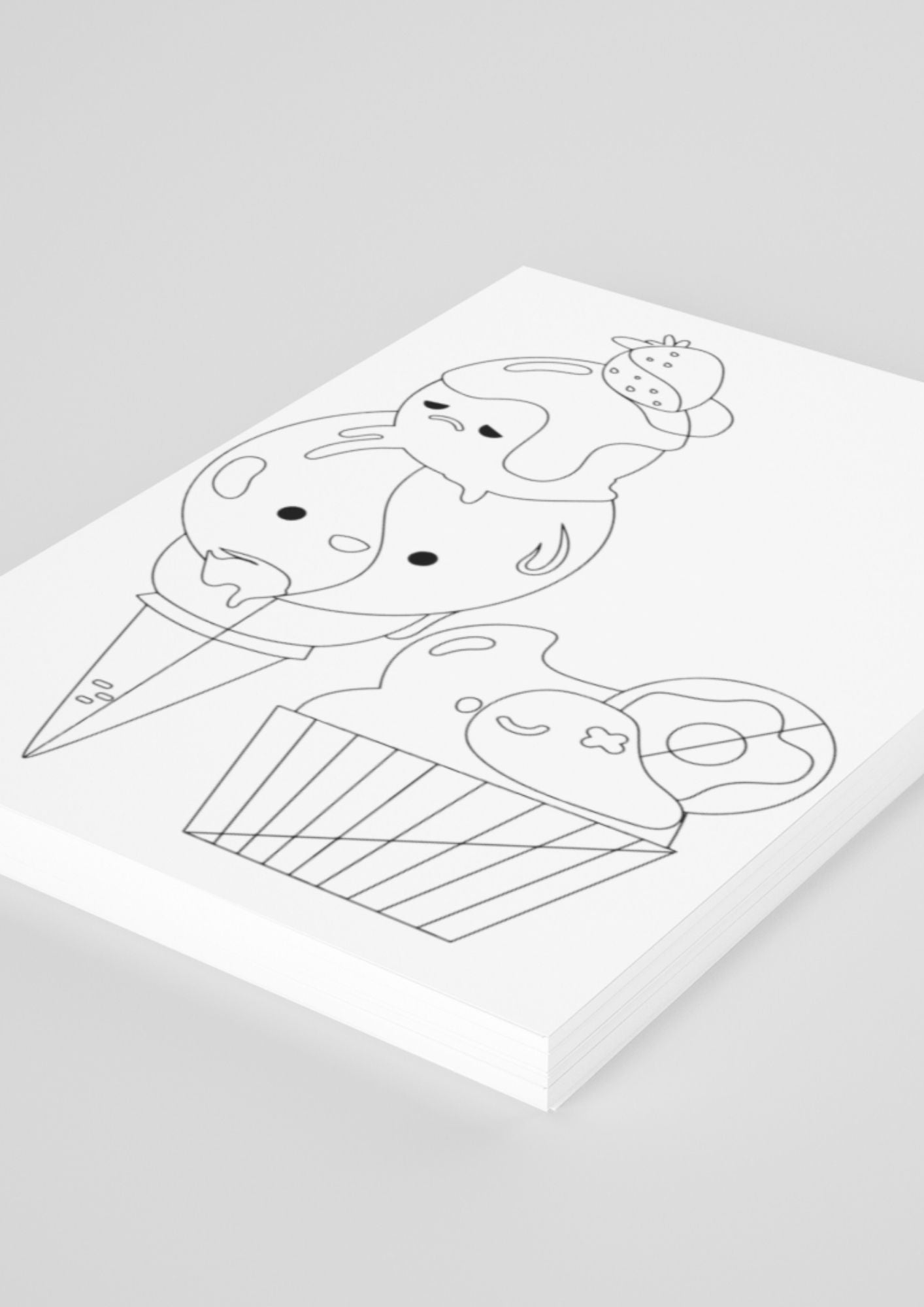 Iskrem mai og kawaii fargelegging | 30 tegneark + 17-MAI BONUS! | PDF og PNG