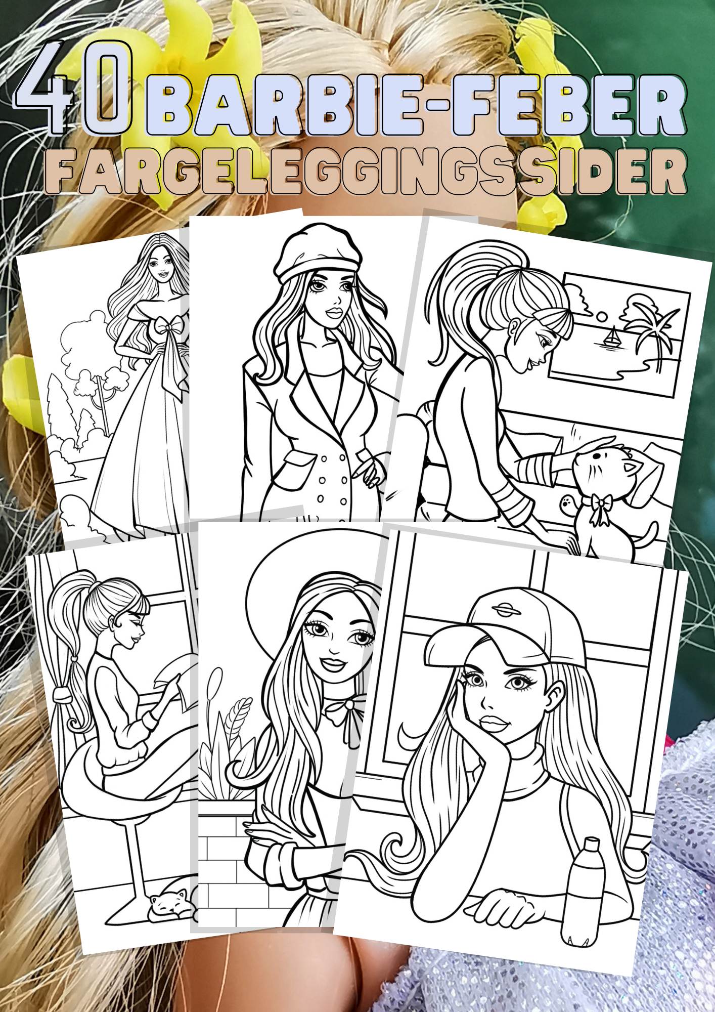 BARBIE fargelegging | 40 sider Barbie fargeleggingsark | PDF utskrivbare sider