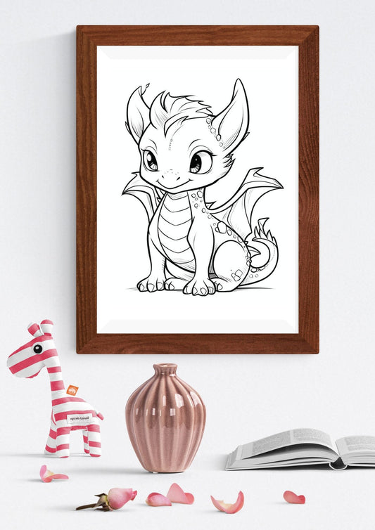 Søte drager å fargelegge | Enkle tegninger med 70 drager | PDF utskrivbare sider