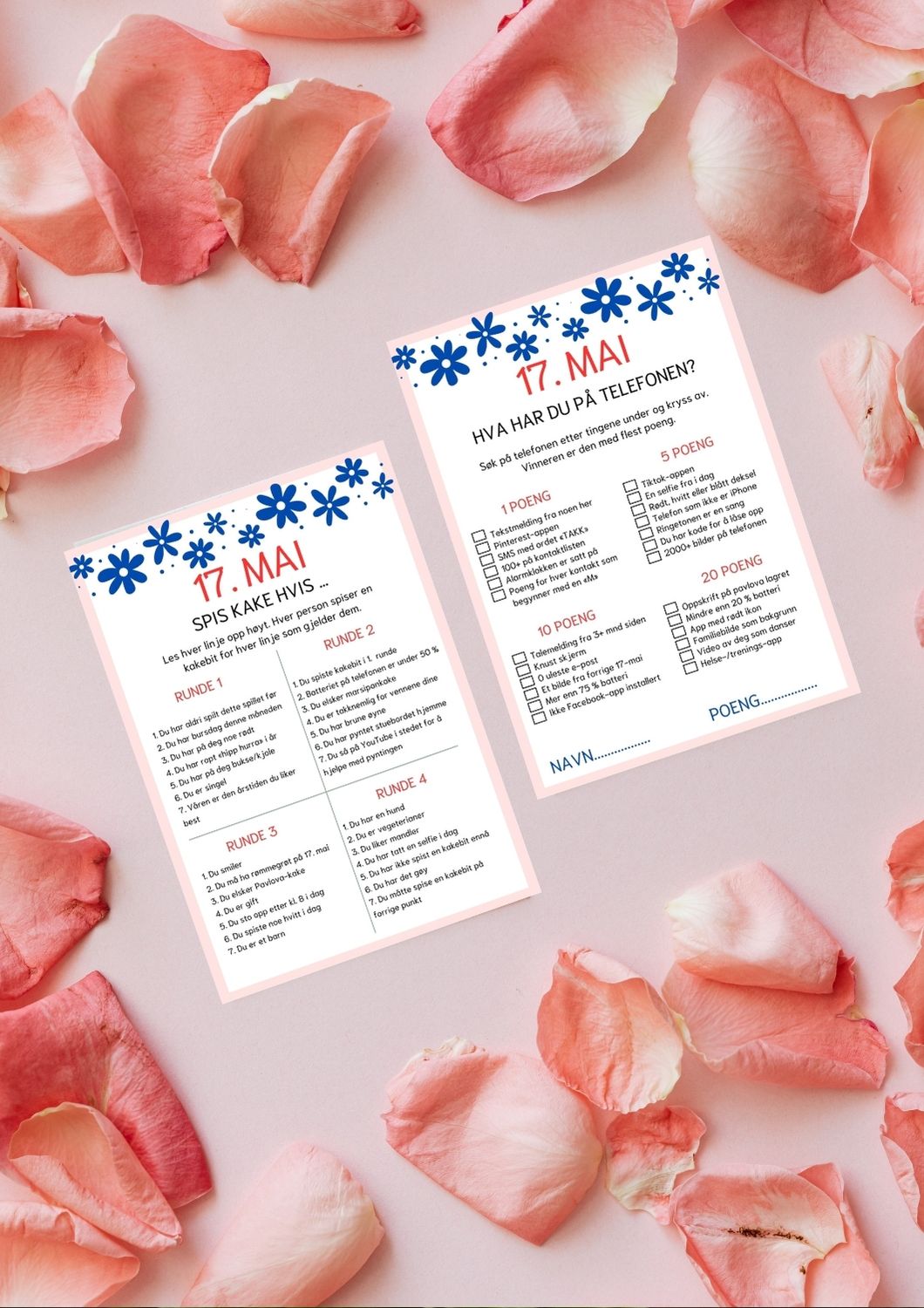 17 mai-leker for barn og voksen | Skriv ut | PDF og PNG