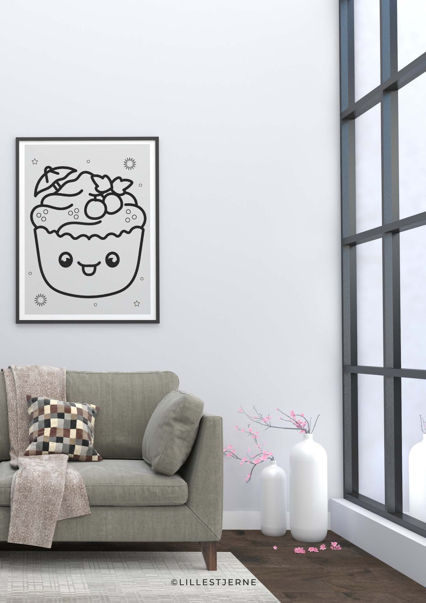 Kawaii tegninger for barn | 50 tegneark med søte mat-motiv | PDF og PNG