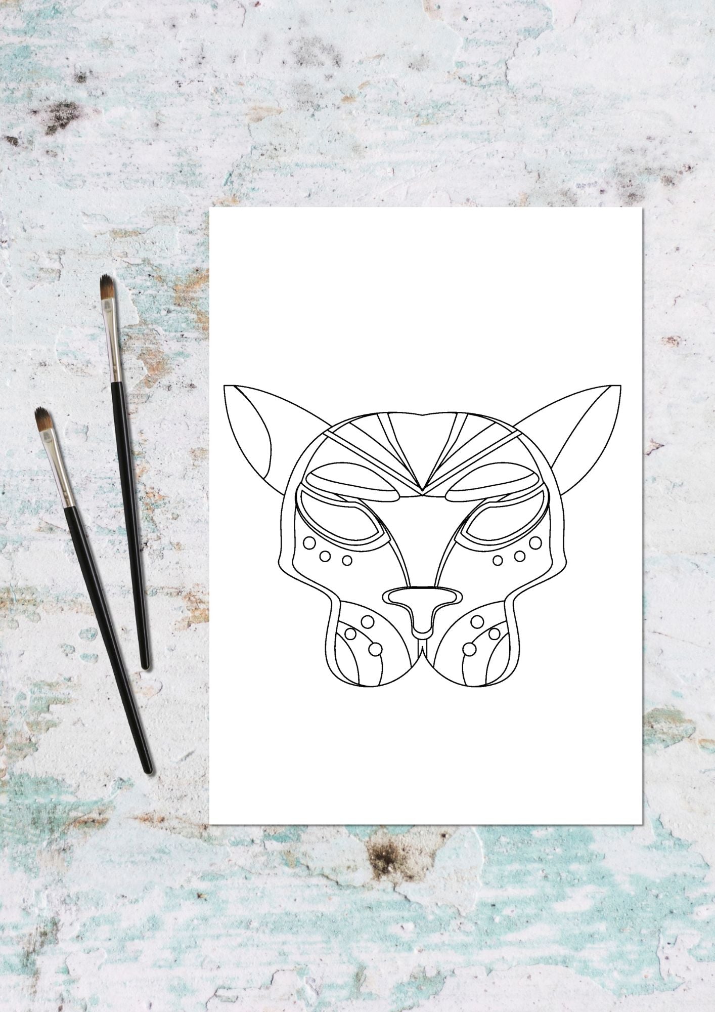 Gøyale masker fargeleggingsbok | 50 fargeleggingssider til å tegne på | PDF og PNG