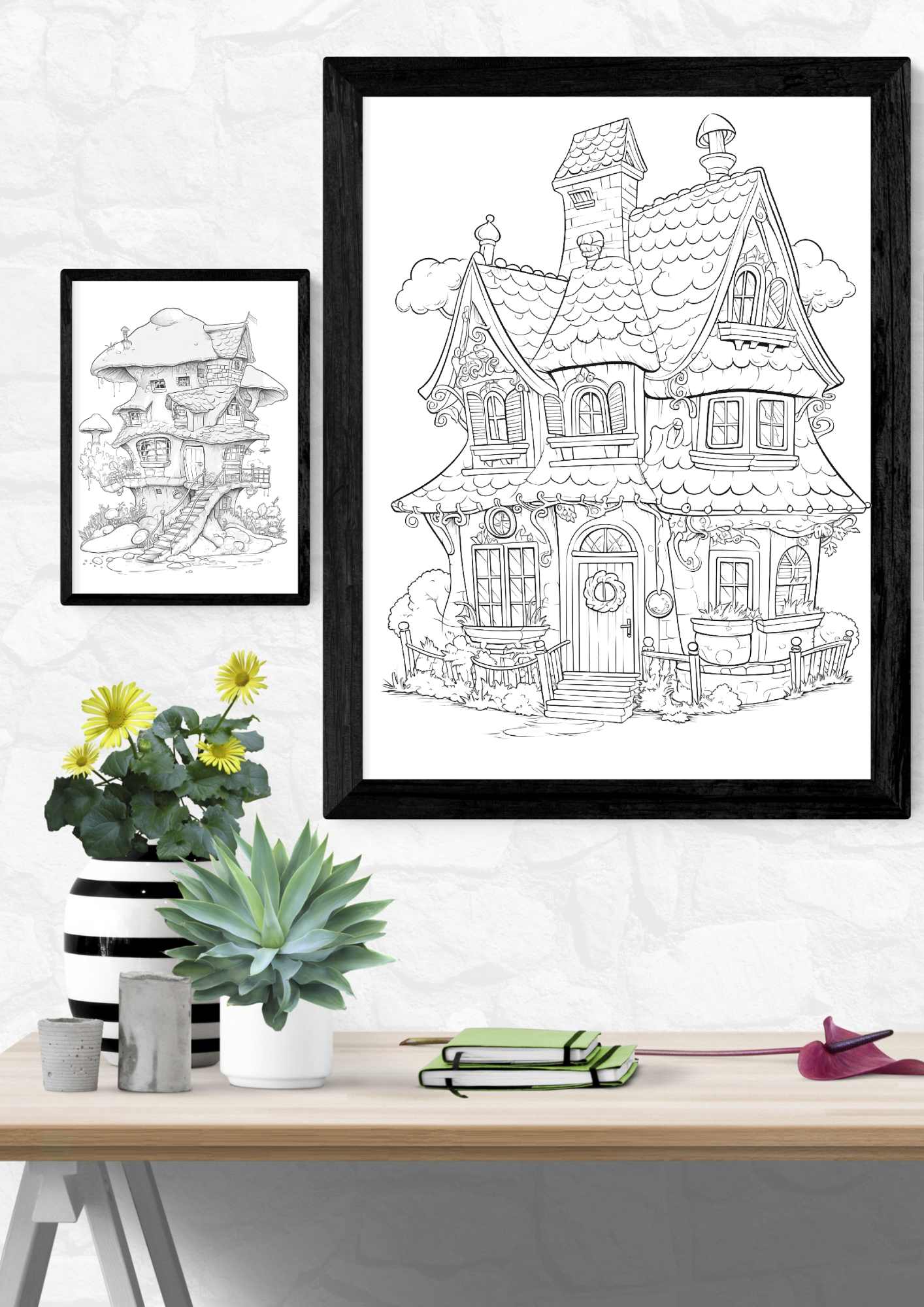 FAIRYTALEHOUSE fargeleggingsbok | 50 sider fargeleggingsark | PDF og PNG utskrift