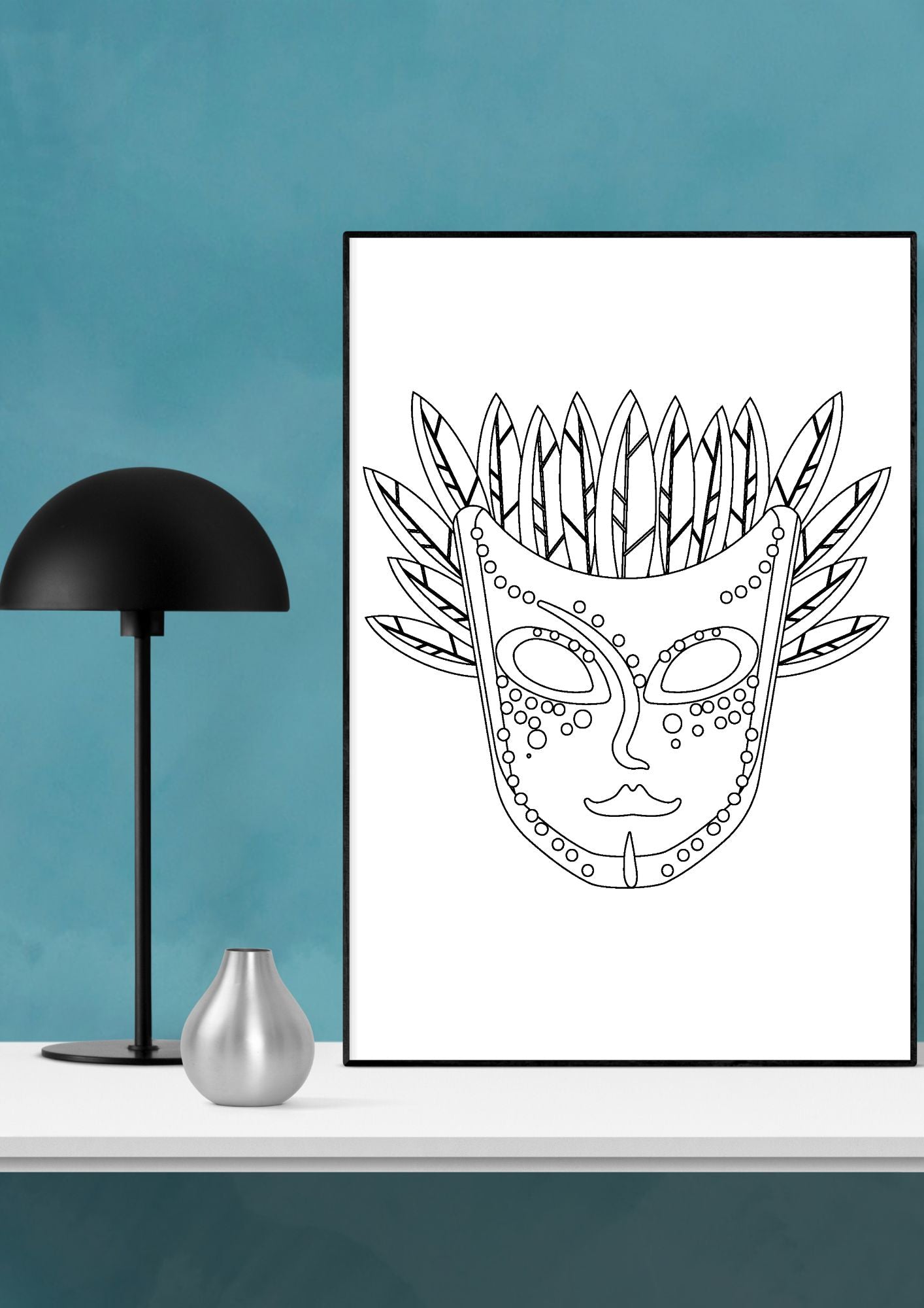 Gøyale masker fargeleggingsbok | 50 fargeleggingssider til å tegne på | PDF og PNG