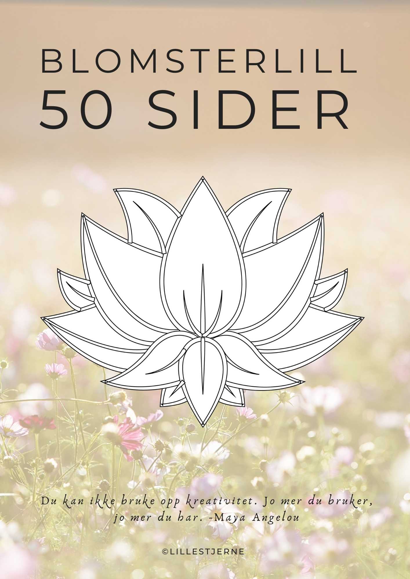 Blomsterlill fargeleggingsbok | 50 fargeleggingssider | PDF og PNG
