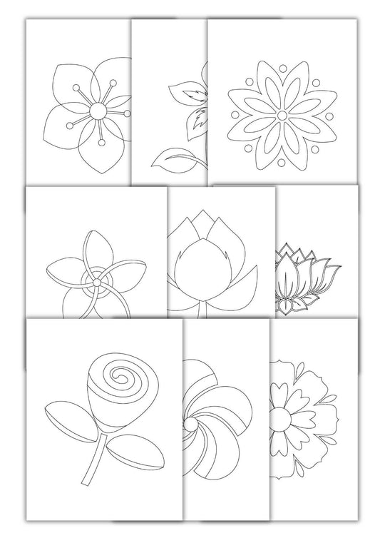 Blomsterlill fargeleggingsbok | 50 fargeleggingssider | PDF og PNG