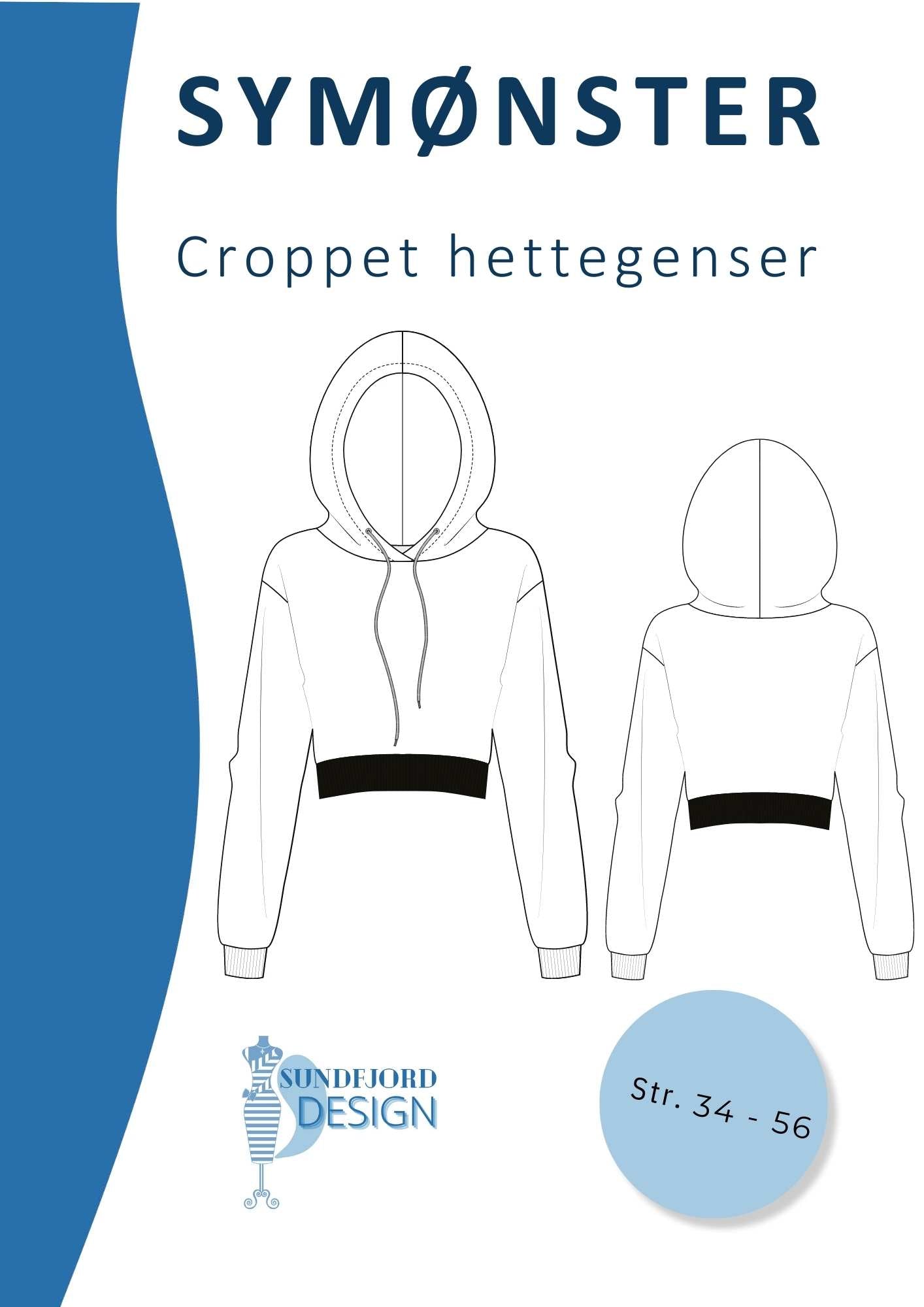Symønster Croppet Hettegenser 34-56 | Skriv ut PDF
