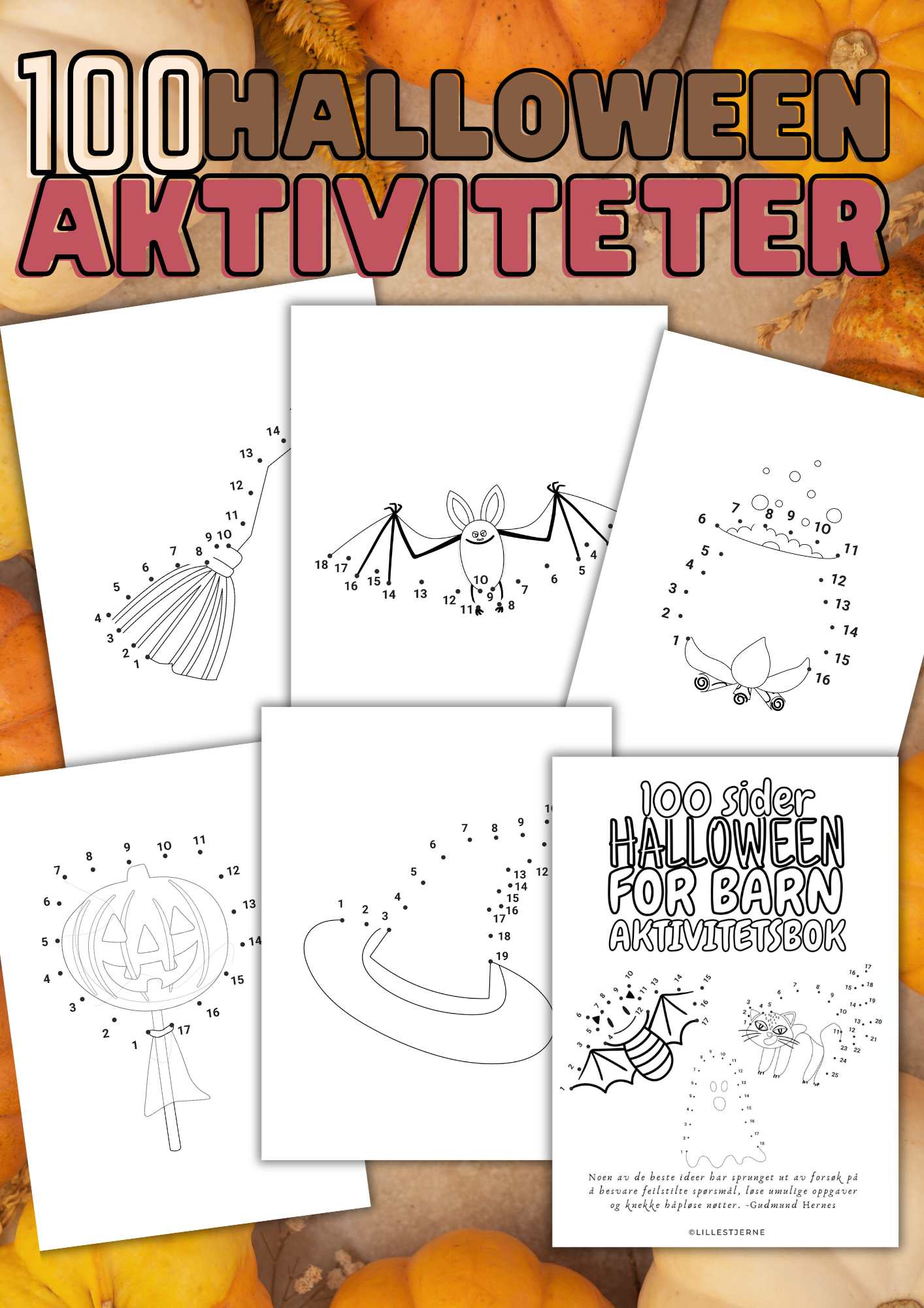 HALLOWEEN AKTIVITETSBOK | Prikk-til-prikk Halloween motiv 100 sider | Skriv ut