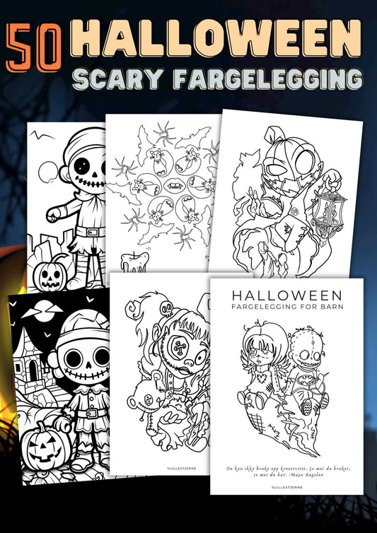 HALLOWEEN Scary | 50 sider skumle fargeleggingsark | PDF utskrivbare sider