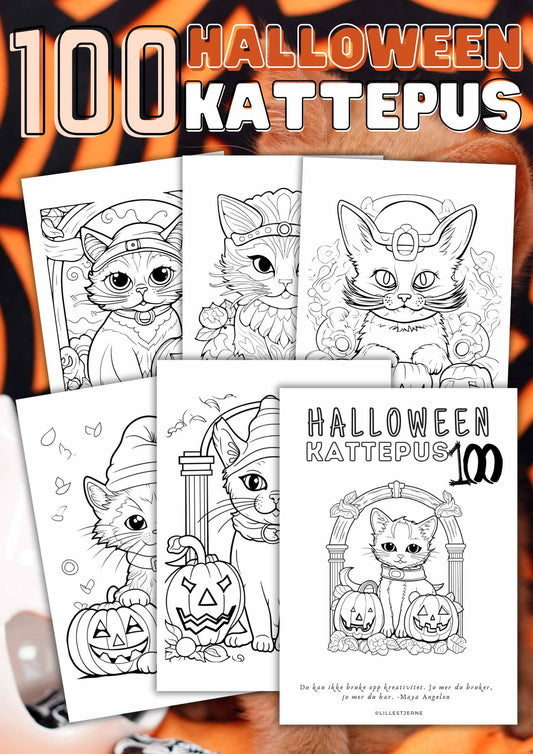 HALLOWEEN Kattepus | 100 sider fargelegging | PDF utskrivbare sider