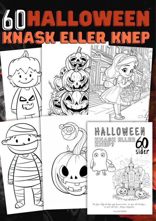 HALLOWEEN Knask eller knep | 60 sider fargelegging | PDF utskrivbare sider