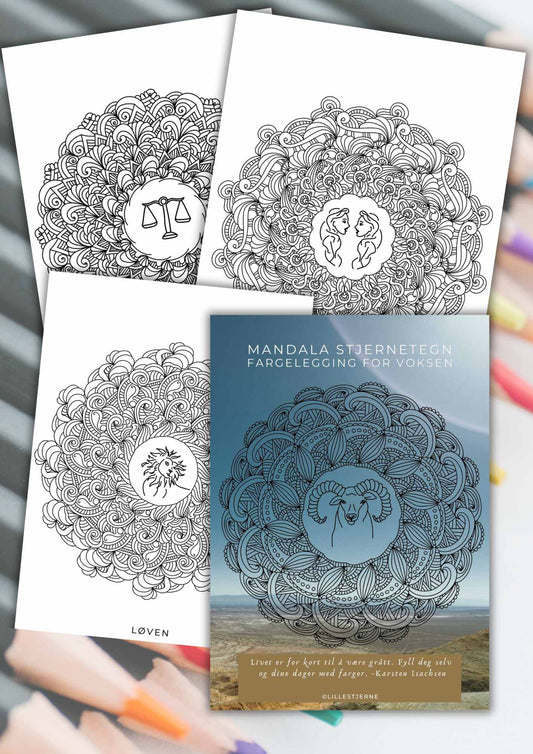 Mandala stjernetegn flotte fargeleggingssider | 12 unike design | PDF utskrift og PNG