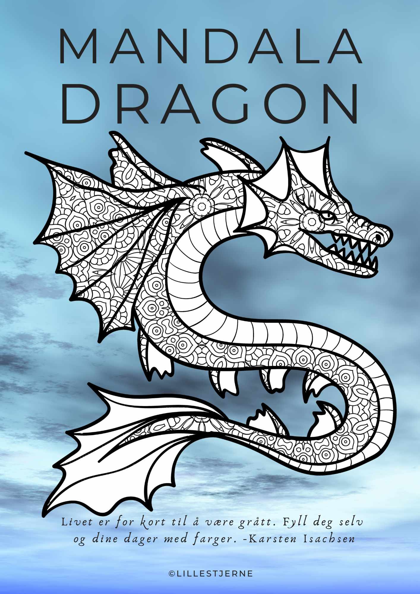 Drage Mandala 45 utfordrende tegninger til fargelegging | PDF utskrivbare sider
