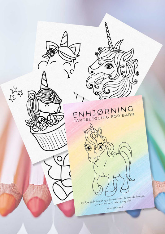 Enhjørning fargelegging sider | 30 ark til fargelegging til nedlasting | PDF og PNG