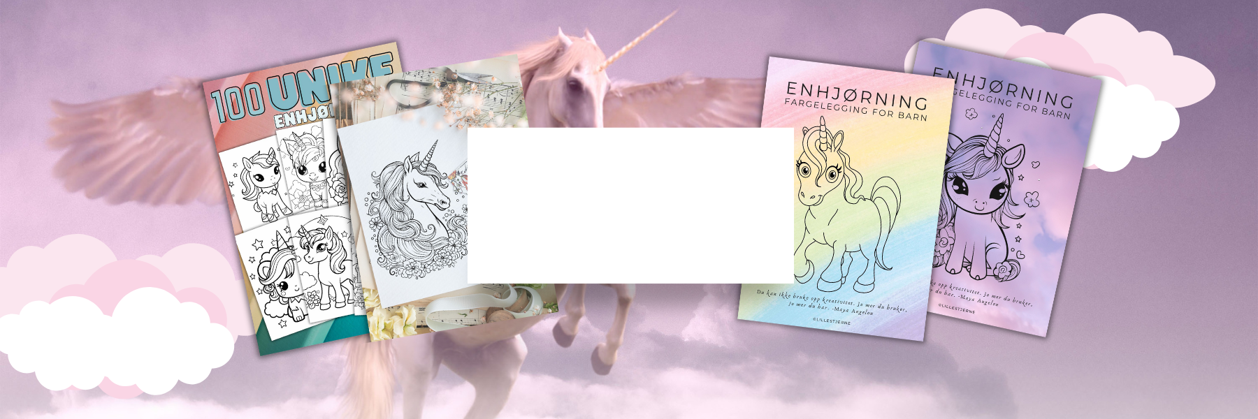 Fargelegg enhjørninger i fargeleggingsbok