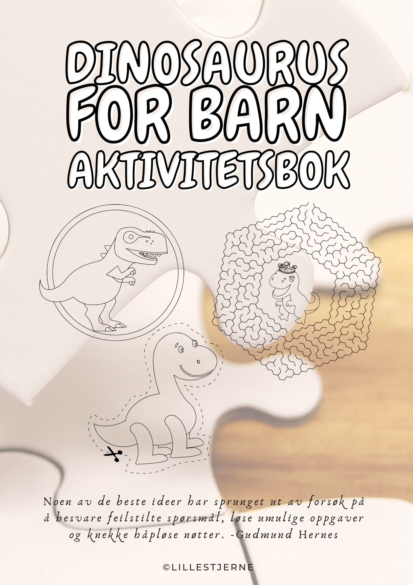 AKTIVITETSBOK FOR BARN | Dinosaurus oppgaver med 125 sider | Skriv ut