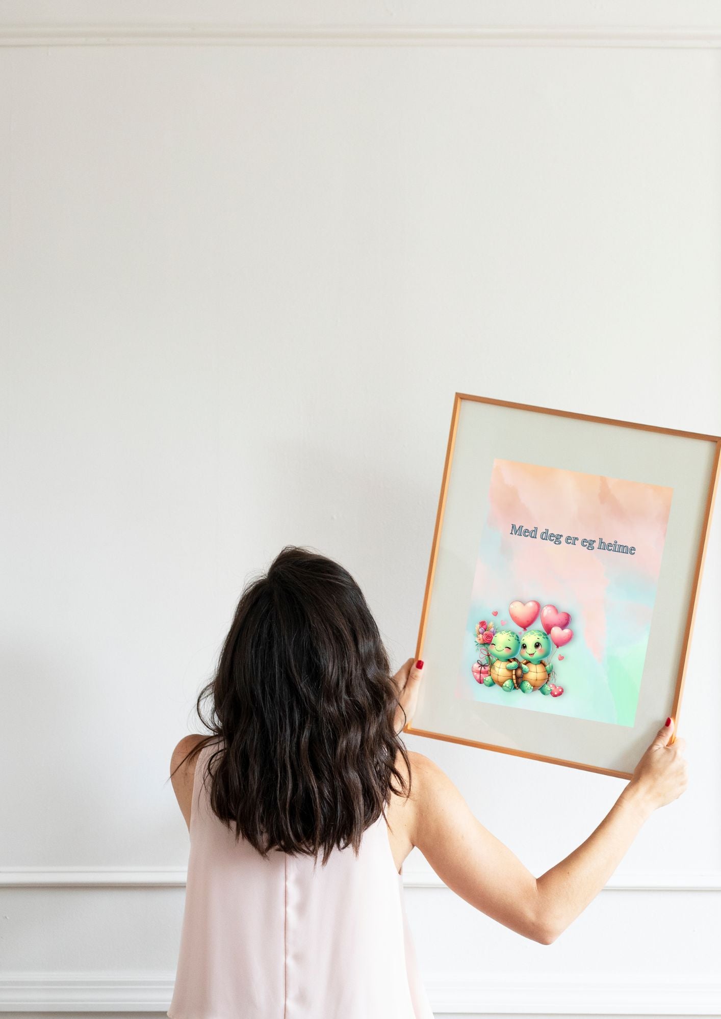 Hjem er der hjertet er, med deg er eg heime – romantisk plakat med skilpaddepar – digital utskrift LilleStjerne