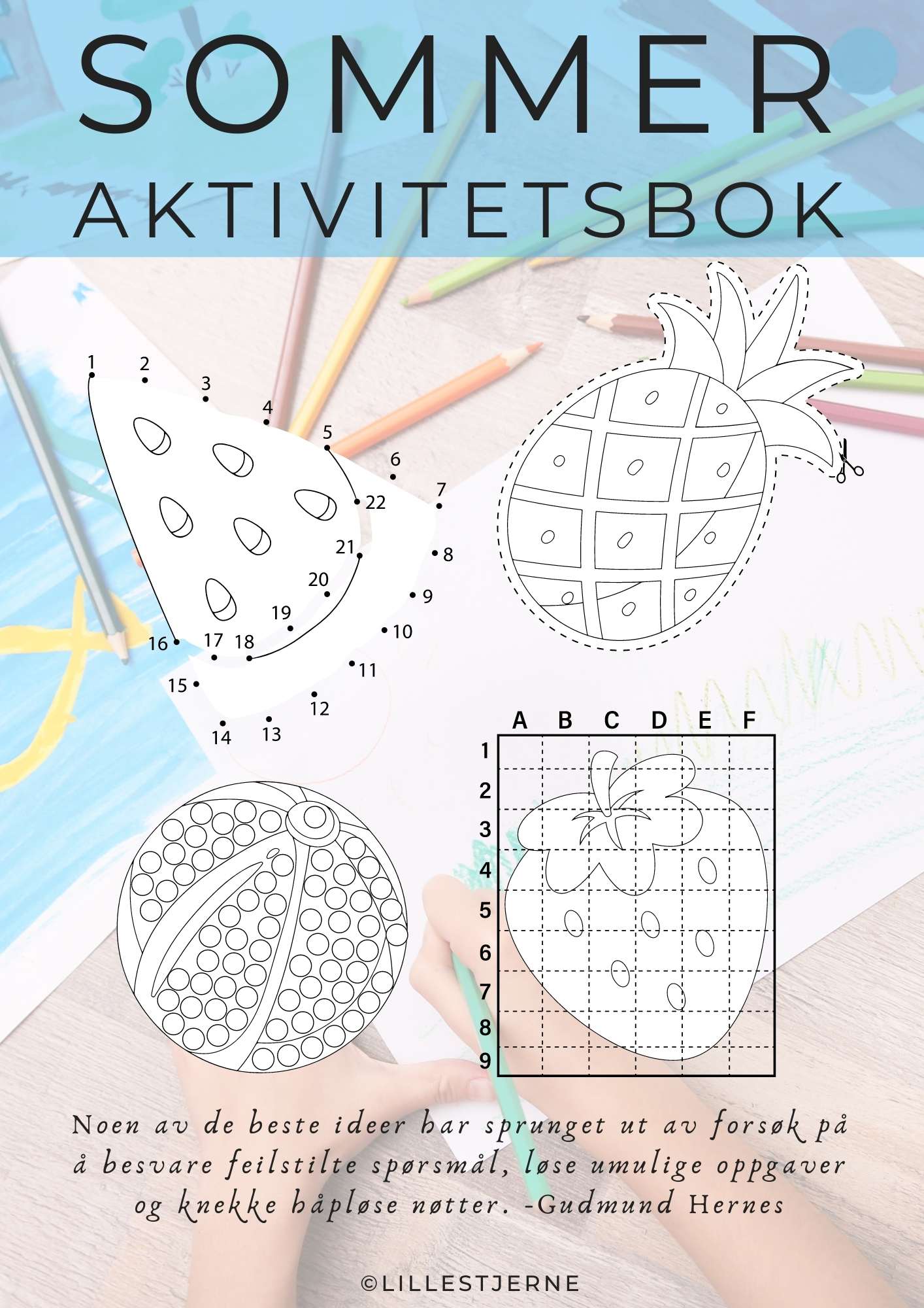 SOMMER Aktivitetsbok 150 sider med gøye aktiviteter | Skriv ut | PDF og PNG