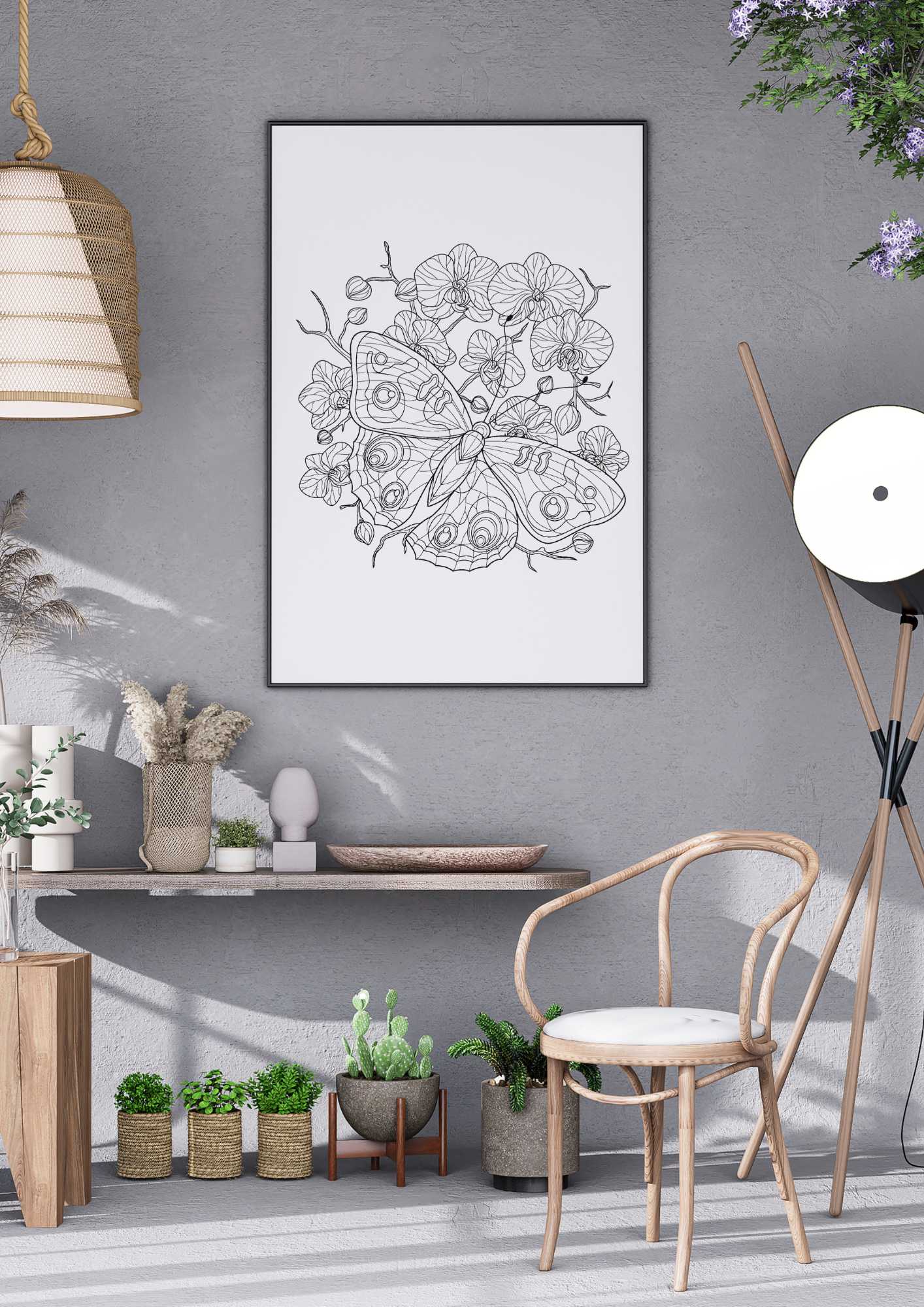 Sommerfugl fargeleggingsark for barn | 50 tegneark | PDF og PNG