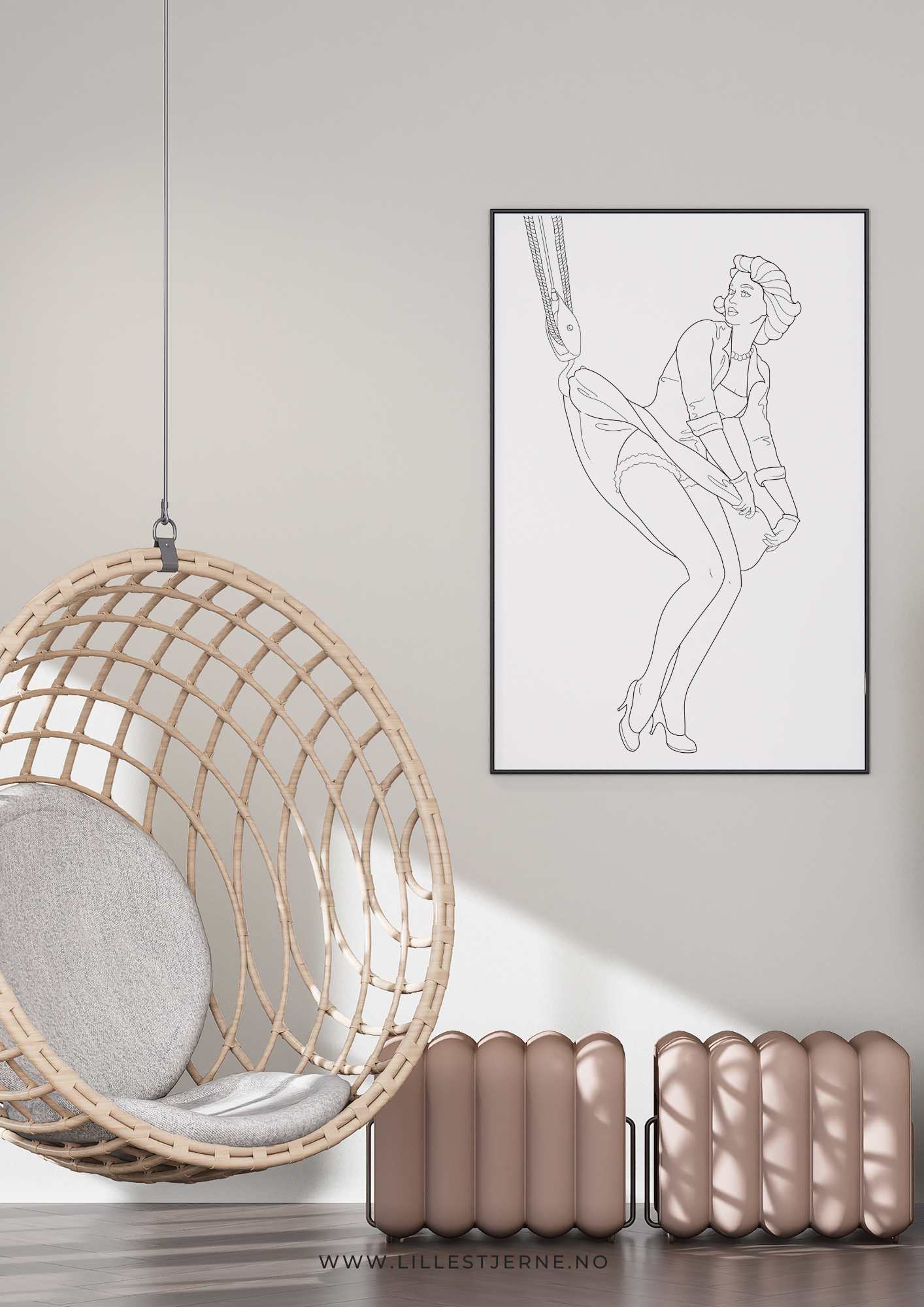 Pin-up fargelegging sider | 12 unike design | PDF og PNG