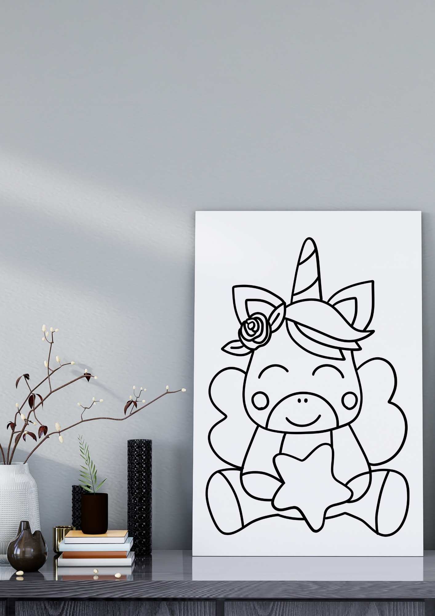 Enhjørning fargelegging sider | 30 ark til fargelegging til nedlasting | PDF og PNG