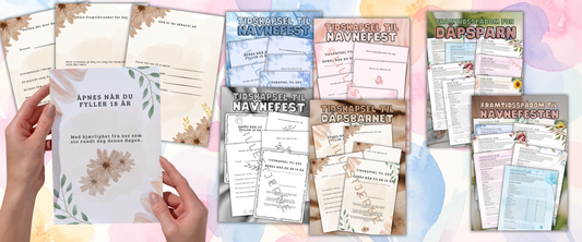 Aktivitet til dåp og navnefest forsidebilde til tidskapsel og spådomsark