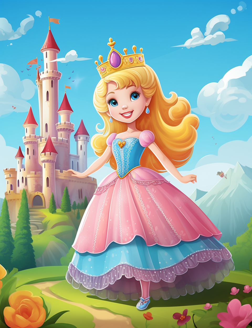 Prinsessedrøm | 90 sider med fargeleggingsark av vakre prinsesser | PDF utskrivbare sider