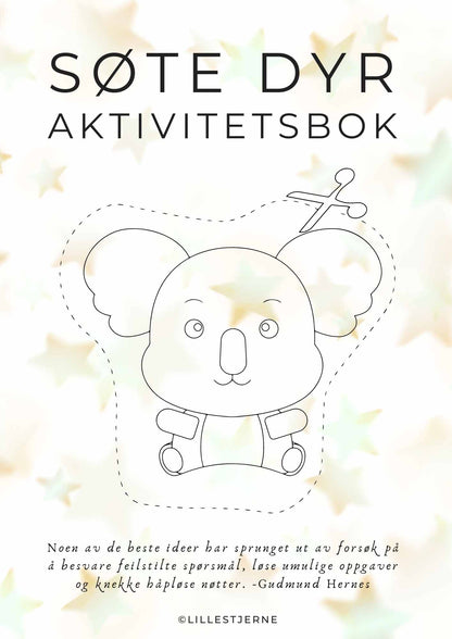 Aktivitetsbok 100 sider med oppgaver og søte dyr | Skriv ut | PDF og PNG