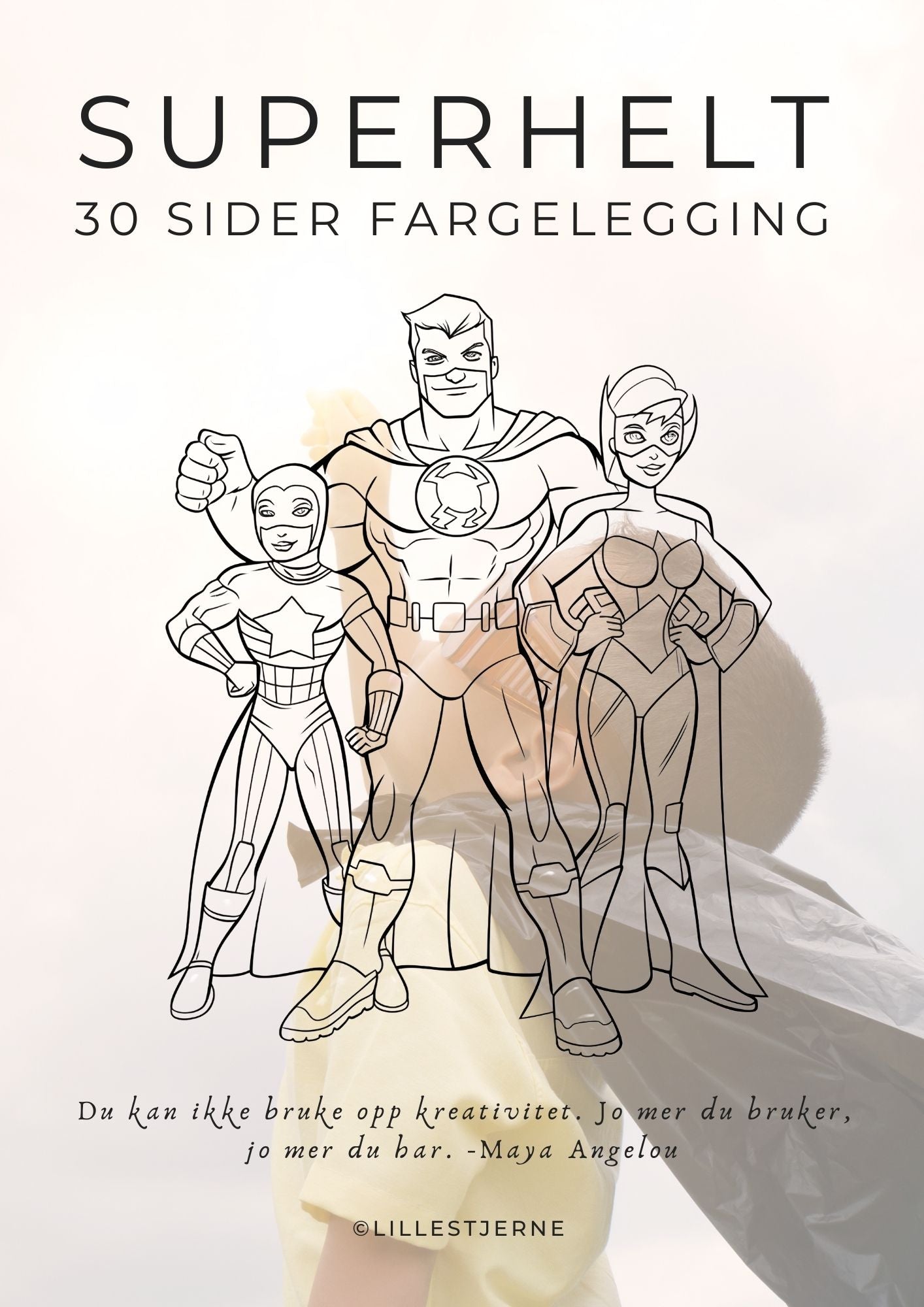 Superhelt fargeleggingsbok | 30 ark å fargelegge | PDF og PNG