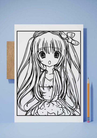 Anime Manga 50 fargeleggingssider | Skriv ut og fargelegg | PDF og PNG