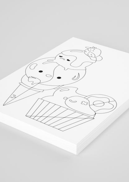 Iskrem mai og kawaii fargelegging | 30 tegneark + 17-MAI BONUS! | PDF og PNG