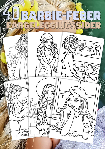 BARBIE fargelegging | 40 sider Barbie fargeleggingsark | PDF utskrivbare sider