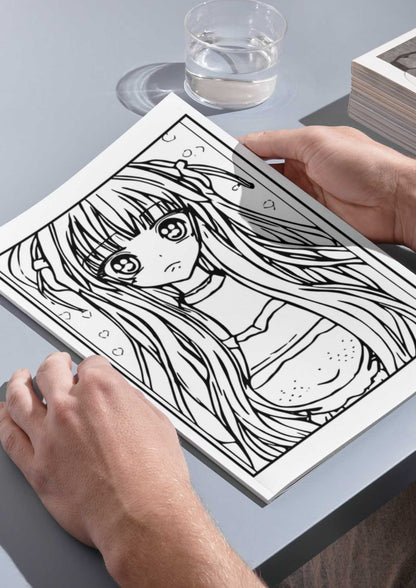 Anime Manga 50 fargeleggingssider | Skriv ut og fargelegg | PDF og PNG