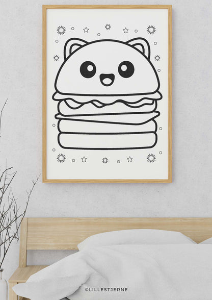 Kawaii tegninger for barn | 50 tegneark med søte mat-motiv | PDF og PNG