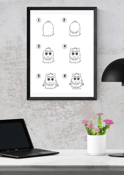 Lær å tegne KAWAII og MONSTER | 40 motiv med enkle tegninger | PDF og PNG