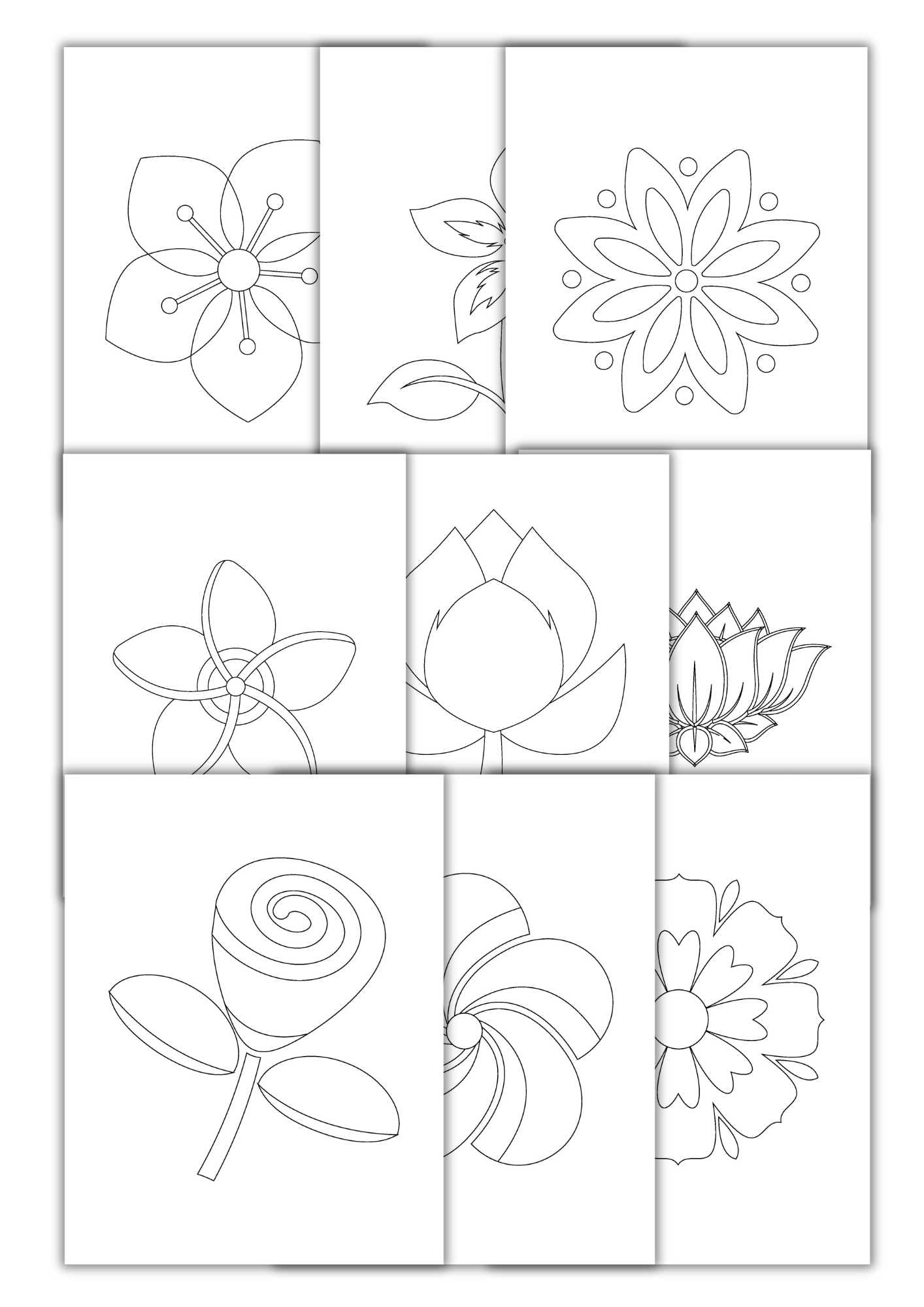 Blomsterlill fargeleggingsbok | 50 fargeleggingssider | PDF og PNG