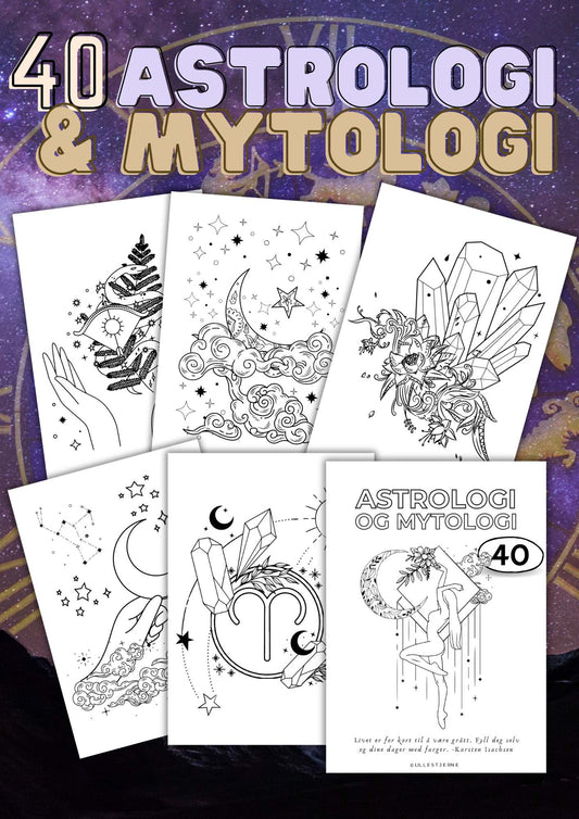 Astrologi fargeleggingsbok for voksne | 40 sider | PDF og PNG utskrift